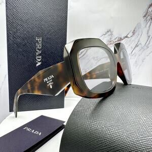 New PRADA Sunglasses Brown Juniper Tortoise Gray Lens Square